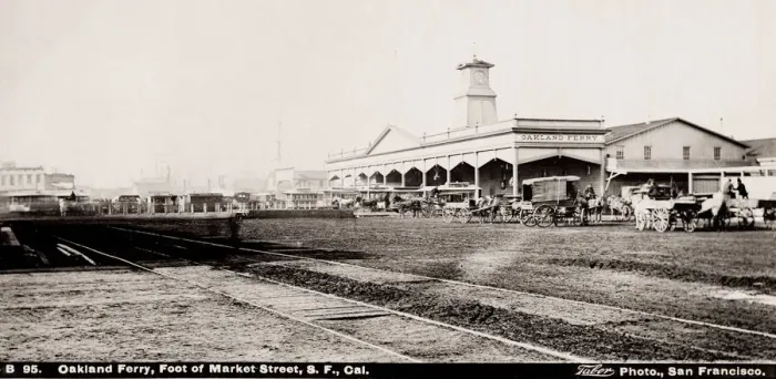 Framed Print : Vintage 19th century photograph: Oakland Ferry, foot of Market Street, San Francisco Framed Print : Vintage 19th century photograph: Oakland Ferry, foot of Market Street, San Francisco