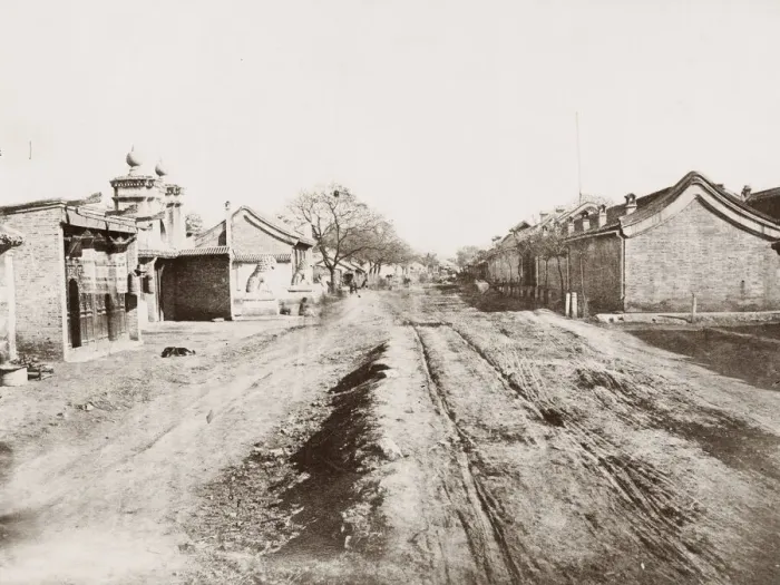 Framed Print : Vintage 19th century photograph: Street with cart ruts, Peking, Beijing, China Framed Print : Vintage 19th century photograph: Street with cart ruts, Peking, Beijing, China