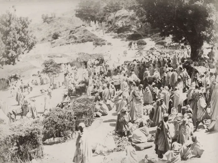 Framed Print : Vintage 19th century photograph: street market. Larbaa Nath Irathen is a town in Tizi Framed Print : Vintage 19th century photograph: street market. Larbaa Nath Irathen is a town in Tizi
