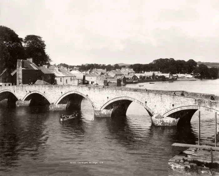 Framed Print : Vintage 19th century photograph - United Kingdom - the bridge at Cardigan, Wales Framed Print : Vintage 19th century photograph - United Kingdom - the bridge at Cardigan, Wales