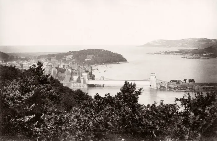 Framed Print : Vintage 19th century photograph - United Kingdom - Conway Castle and Bridge, Wales Framed Print : Vintage 19th century photograph - United Kingdom - Conway Castle and Bridge, Wales