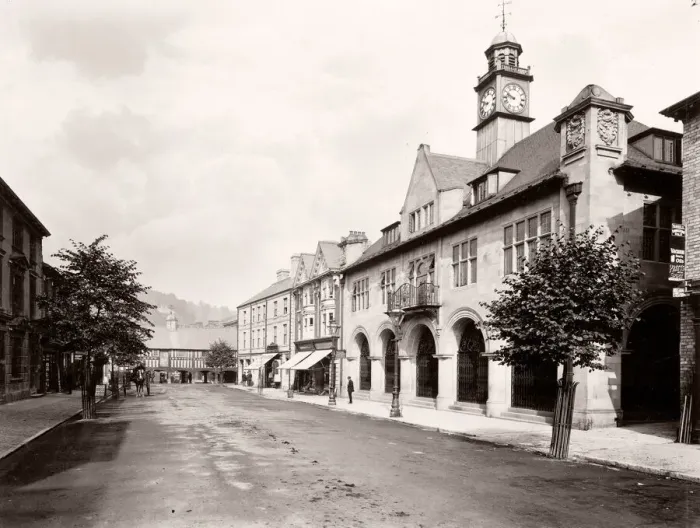 Framed Print : Vintage 19th century photograph - United Kingdom - Llanidloes, great oak Street Framed Print : Vintage 19th century photograph - United Kingdom - Llanidloes, great oak Street