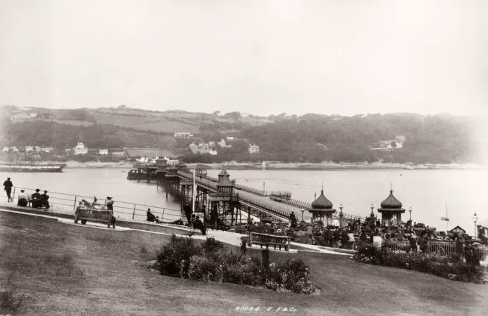 Framed Print : Vintage 19th century photograph - United Kingdom - the pier at Garth, Wales Framed Print : Vintage 19th century photograph - United Kingdom - the pier at Garth, Wales