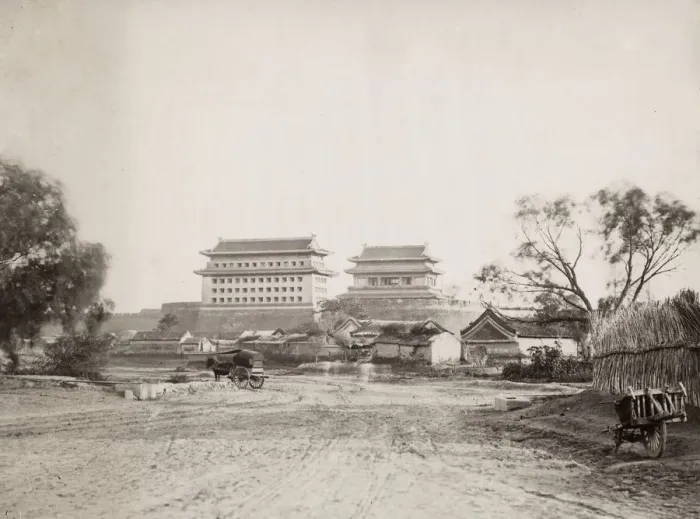 Framed Print : Vintage 19th century photograph: Unusual view city walls and gate, Peking, Beijing, China Framed Print : Vintage 19th century photograph: Unusual view city walls and gate, Peking, Beijing, China