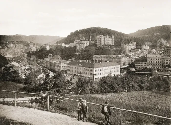 Framed Print : Vintage 19th century photograph - view of the city of Karlsbad, Karlovy Vary Framed Print : Vintage 19th century photograph - view of the city of Karlsbad, Karlovy Vary