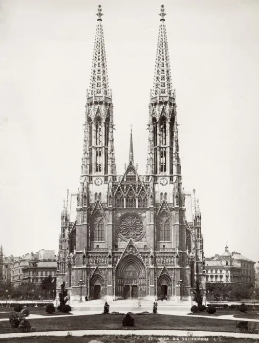 Framed Print : Vintage 19th century photograph - Votivkirche is a neo-Gothic style church located