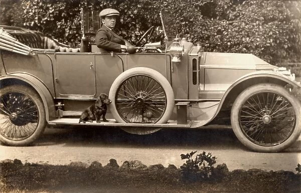 Vintage Car with little puppy