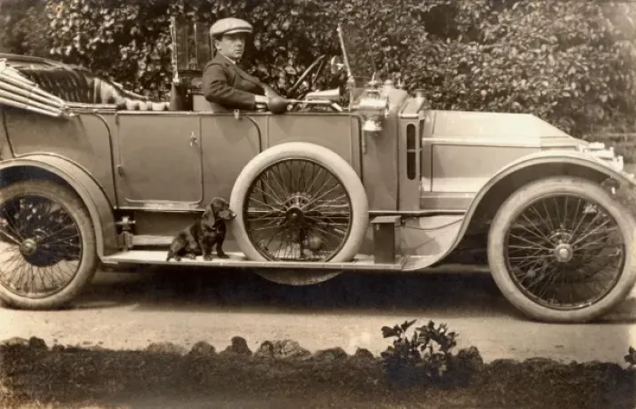 Framed Print : Vintage Car with little puppy Framed Print : Vintage Car with little puppy