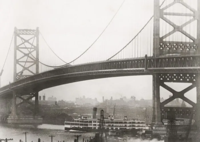 Framed Print : Vintage early 20th century press photograph: Delaware River Bridge Framed Print : Vintage early 20th century press photograph: Delaware River Bridge
