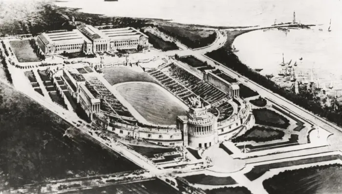 Framed Print : Vintage early 20th century press photograph: Soldier Field, stadium, Chicago Framed Print : Vintage early 20th century press photograph: Soldier Field, stadium, Chicago