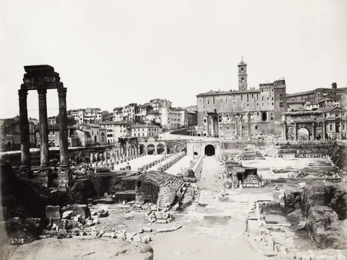 Framed Print : Vintage late 19th century photograph - ancient Roman ruins in the Forum in Rome, Italy