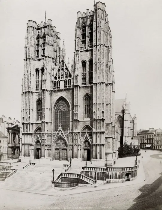 Framed Print : Vintage late 19th century photograph - Brussels, Eglise St Godule, Belgium Framed Print : Vintage late 19th century photograph - Brussels, Eglise St Godule, Belgium