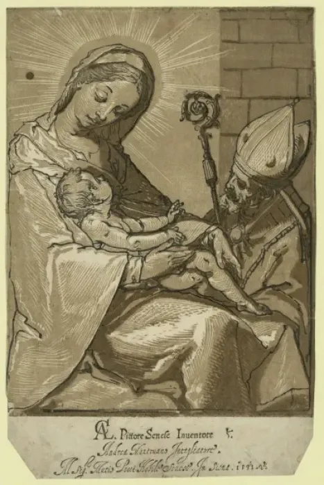 Framed Print : The Virgin, Child, and a bishop Framed Print : The Virgin, Child, and a bishop