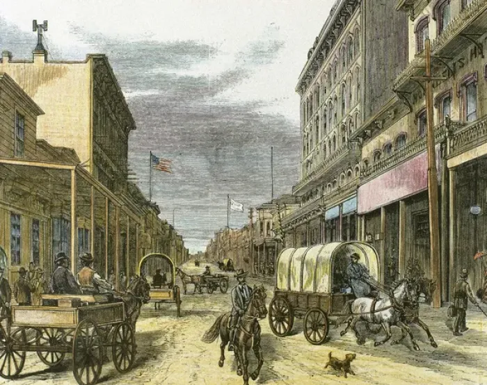 Framed Print : Virginia City in 1870. Main street Framed Print : Virginia City in 1870. Main street
