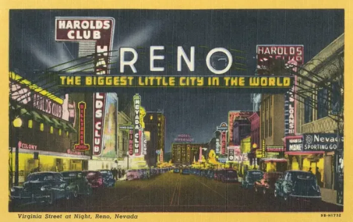 Framed Print : Virginia Street at night, Reno, Nevada, USA Framed Print : Virginia Street at night, Reno, Nevada, USA