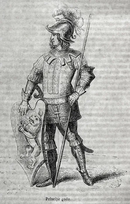 Framed Print : Visigothic Hispania. Goth prince. Engraving, 19th century Framed Print : Visigothic Hispania. Goth prince. Engraving, 19th century