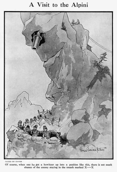 Framed Print : A Visit to the Alpini, by Bairnsfather Framed Print : A Visit to the Alpini, by Bairnsfather