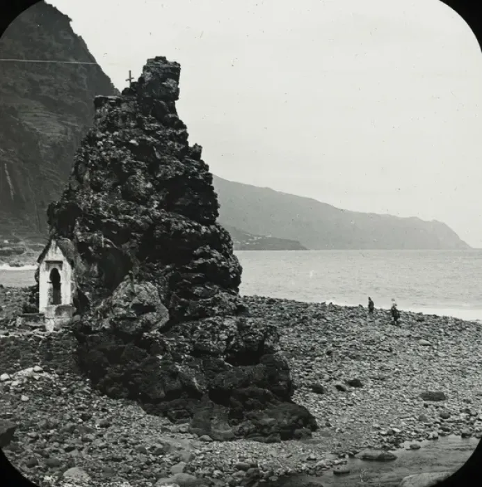 Framed Print : Visit to Madeira - St. Vicente Chapel Rock & Beach Framed Print : Visit to Madeira - St. Vicente Chapel Rock & Beach