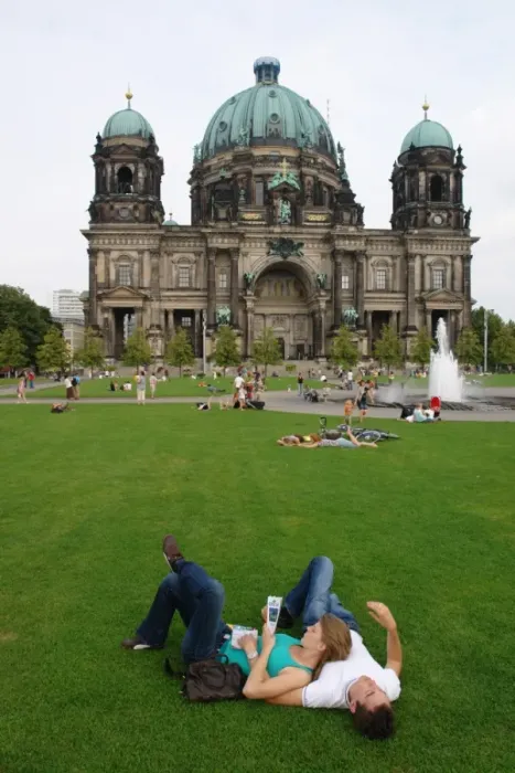 Framed Print : Visitors in front of Berlin Cathedral, Germany Framed Print : Visitors in front of Berlin Cathedral, Germany