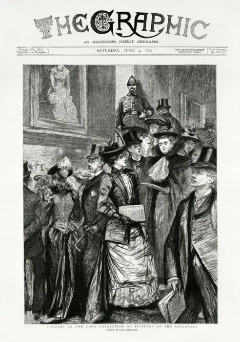 Framed Print : Visitors to an exhibition at the Guildhall, London Framed Print : Visitors to an exhibition at the Guildhall, London