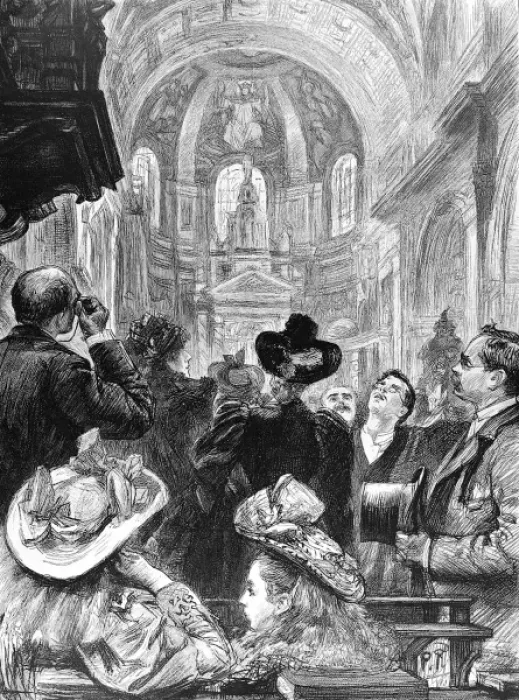 Framed Print : Visitors in St. Pauls Cathedral inspecting the mosaics, 189 Framed Print : Visitors in St. Pauls Cathedral inspecting the mosaics, 189