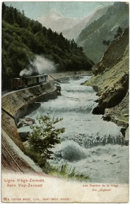 Framed Print : The Visp-Zermatt Railway Line by River Rhone, Switzerland Framed Print : The Visp-Zermatt Railway Line by River Rhone, Switzerland
