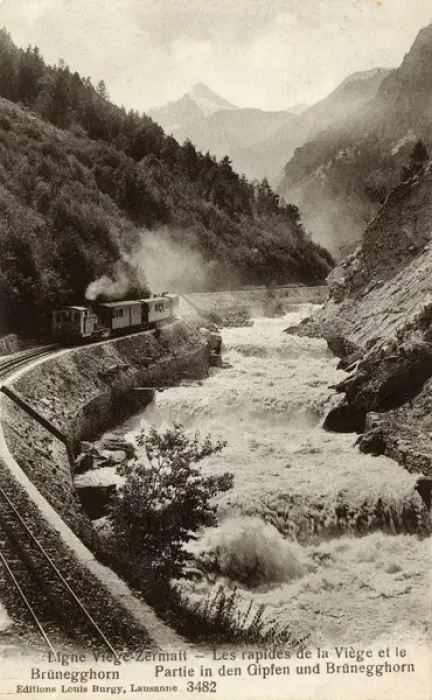 Framed Print : The Visp-Zermatt Railway Line by River Rhone, Switzerland Framed Print : The Visp-Zermatt Railway Line by River Rhone, Switzerland