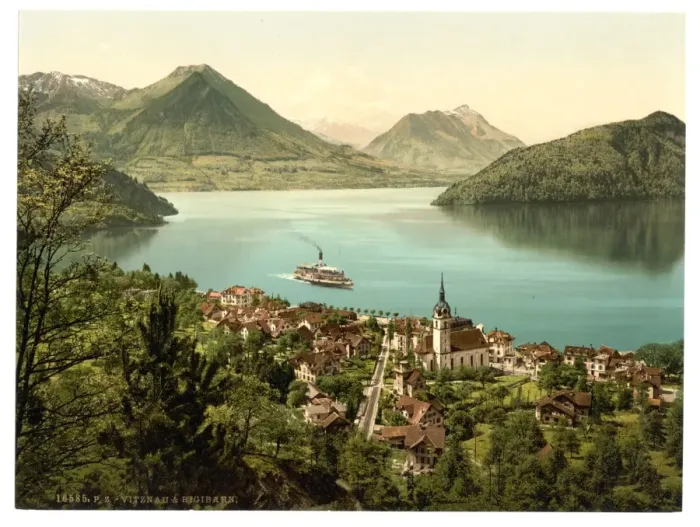 Framed Print : Vitznau and Rigibahn, Lake Lucerne, Switzerland Framed Print : Vitznau and Rigibahn, Lake Lucerne, Switzerland