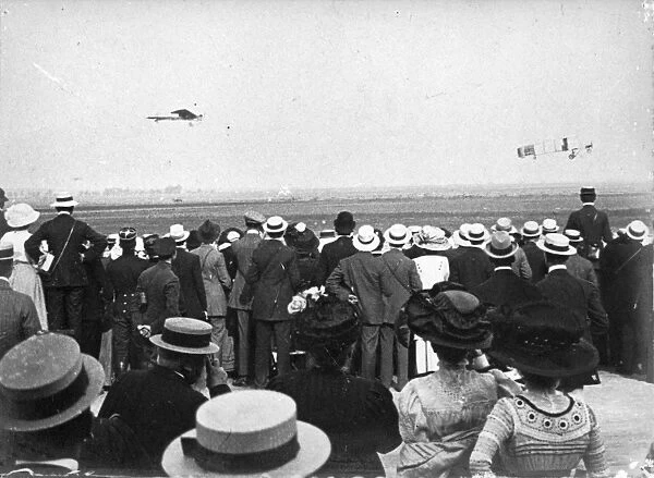 Voisin biplane and Antoinette monoplane Reims August 1909