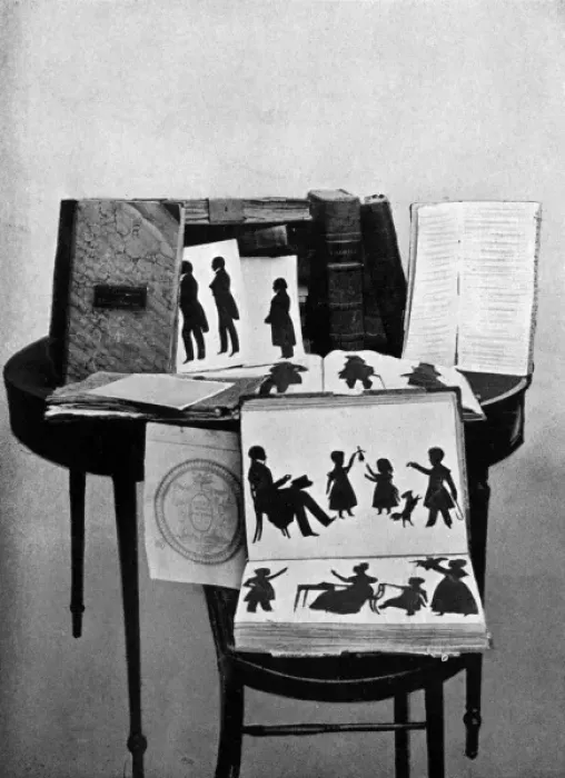 Framed Print : Volumes of silhouettes by August Edouart Framed Print : Volumes of silhouettes by August Edouart