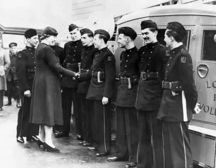 Framed Print : Volunteer firefighters help the war effort in London, WW2 Framed Print : Volunteer firefighters help the war effort in London, WW2