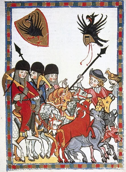 Von Der Buwenburg, poet of the 13th century, plundering a he