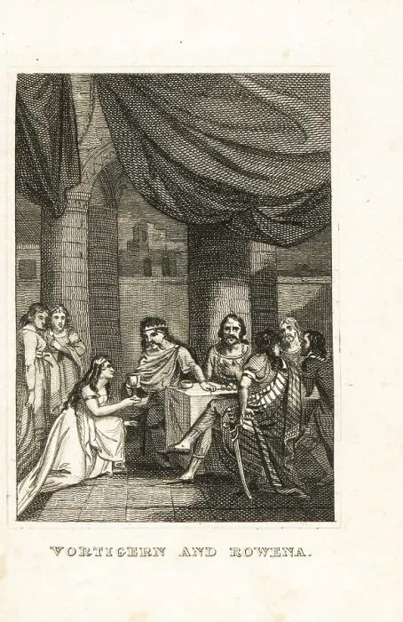 Framed Print : Vortigern, king of the Britons, seduced by Rowena, 5th century Framed Print : Vortigern, king of the Britons, seduced by Rowena, 5th century