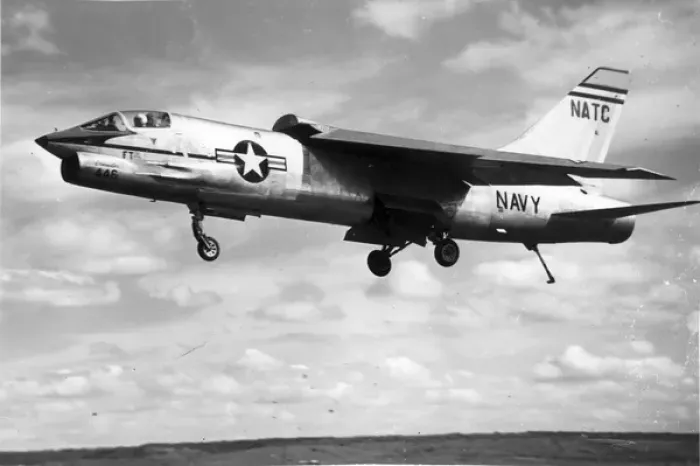 Framed Print : Vought F8U-1 Crusader comes in for a landing