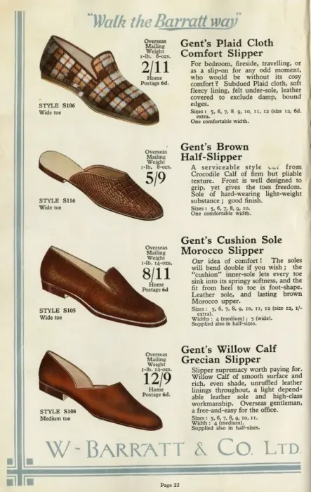 Framed Print : W Barratt & Co Ltd shoe catalogue, slippers Framed Print : W Barratt & Co Ltd shoe catalogue, slippers