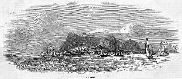 W Indies St Kitts. (Leeward Islands) Distant view of the harbour from the sea