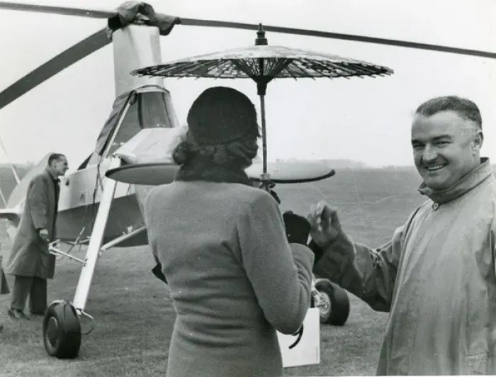 Framed Print : W. Wyne, known as ?Winnie Wynne? an autogyro enthusiast, ? Framed Print : W. Wyne, known as ?Winnie Wynne? an autogyro enthusiast, ?