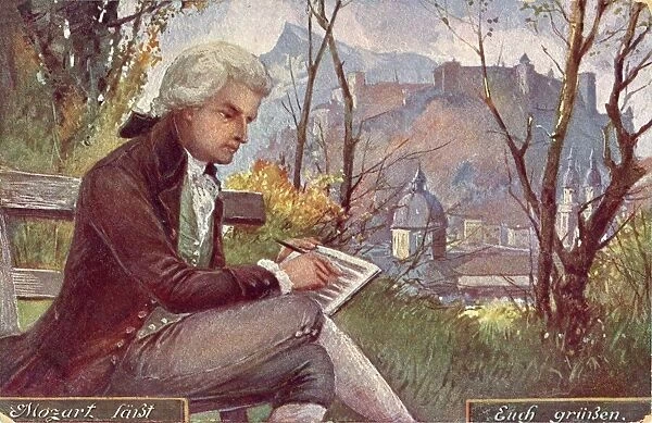 Wa Mozart Composing. WOLFGANG AMADEUS MOZART the Austrian composer at work in Salzburg