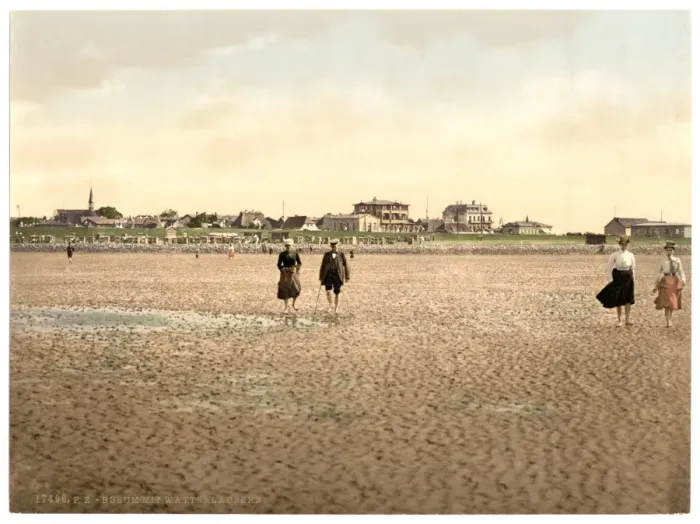 Framed Print : Wading on the beach, Busum, Schleswig-Holstein, Germany