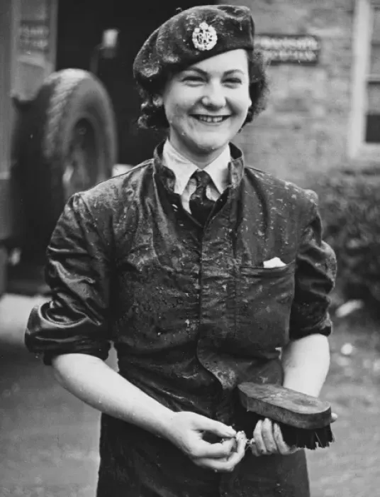 Framed Print : WaF WWII. A wet WaF woman who was cleaning a lorry during World War II Framed Print : WaF WWII. A wet WaF woman who was cleaning a lorry during World War II