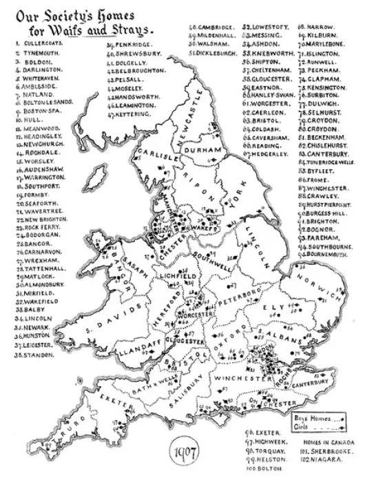 Framed Print : Waifs and Strays Society Map of Home Locations Framed Print : Waifs and Strays Society Map of Home Locations