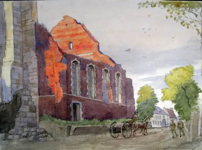 Framed Print : Wailly, near Arras July 18 Ruins of church and street sc Framed Print : Wailly, near Arras July 18 Ruins of church and street sc