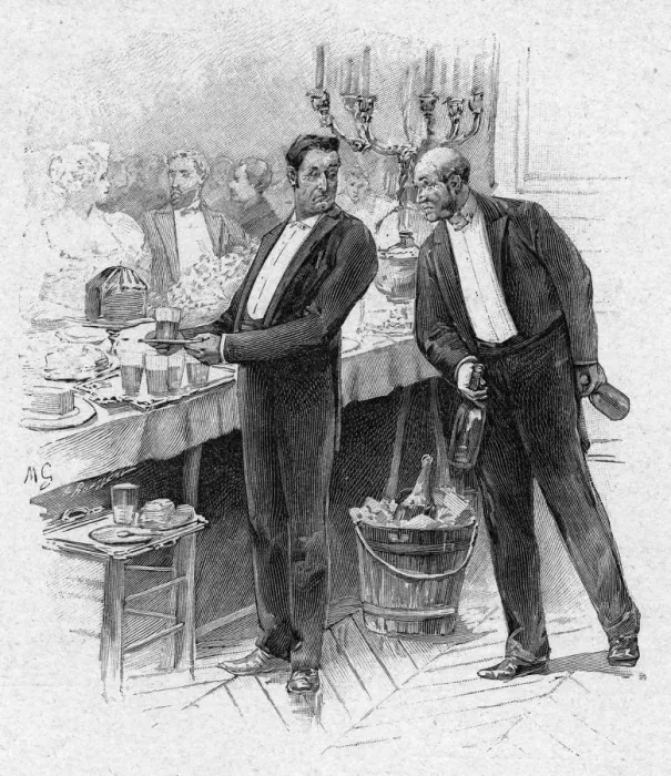 Framed Print : WAITER HIDES WINES 1894 Framed Print : WAITER HIDES WINES 1894