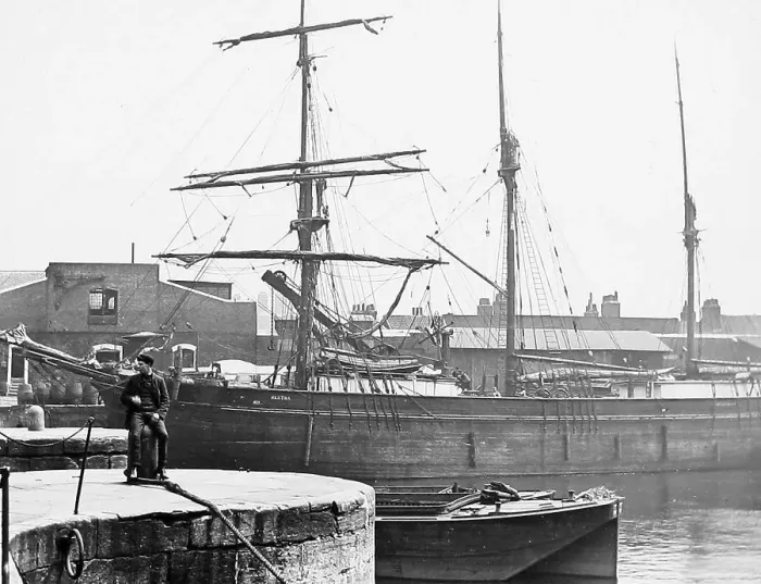 Framed Print : Waiting to go through a lock, London docks Framed Print : Waiting to go through a lock, London docks