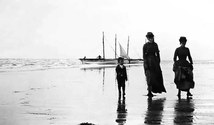 Framed Print : On walk on the beach, Blackpool, Victorian period Framed Print : On walk on the beach, Blackpool, Victorian period