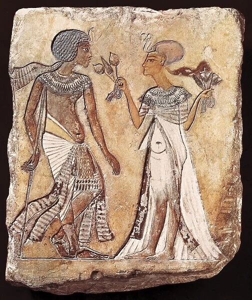 Walk in the garden. 1350 BC. 18th Dynasty. Polychrome