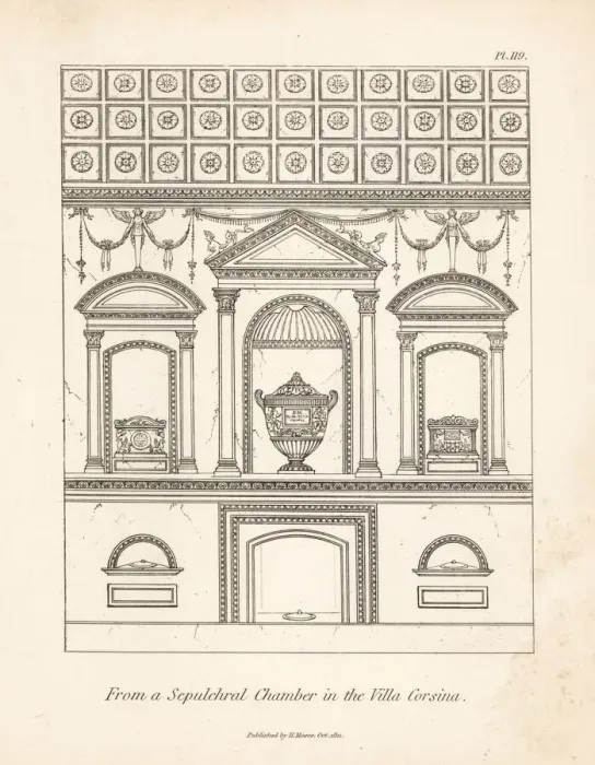 Framed Print : Wall of funeral urns in a sepulchral chamber