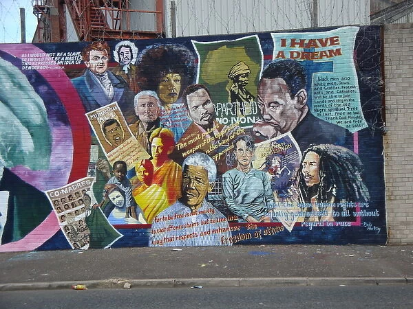 Wall mural of famous people at Belfast