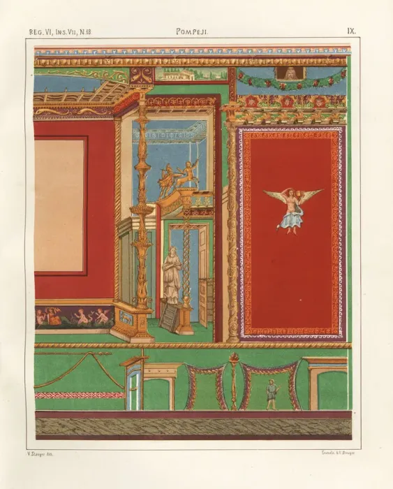 Framed Print : Wall painting from a room in the Domus M Framed Print : Wall painting from a room in the Domus M
