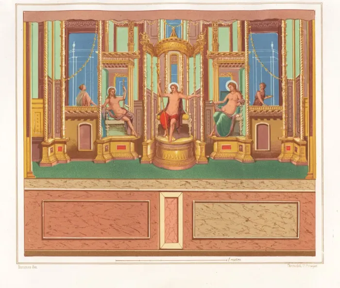 Framed Print : Wall painting showing Bacchus, Venus and Apollo Framed Print : Wall painting showing Bacchus, Venus and Apollo